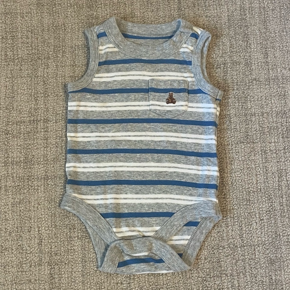 Baby Gap Sleeveless Stripe Baby Onesie 🐻 Boys Size 0-3M